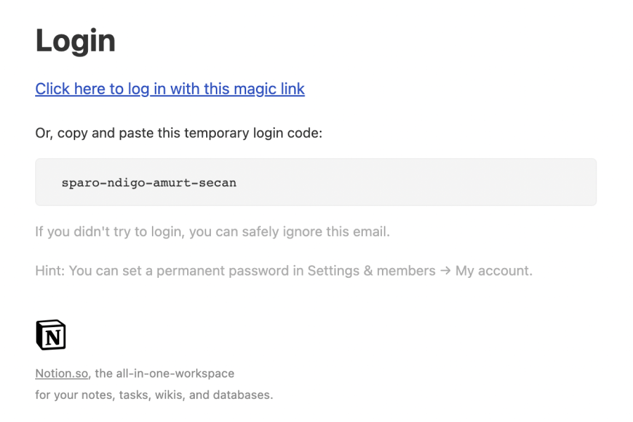 Notion / Magic Link